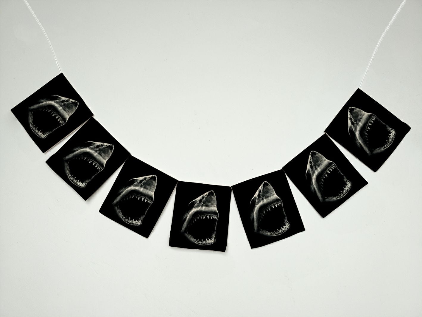YKCG Black Shark Banner Bunting Garland Flag Sign for Home Family Party Decoration