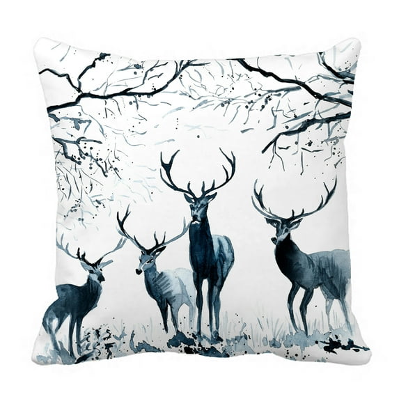 YKCG Black and White Wildlife Animal Christmas Gift Reindeer Pillowcase Pillow Cushion Case Cover Twin Sides 18x18 inches