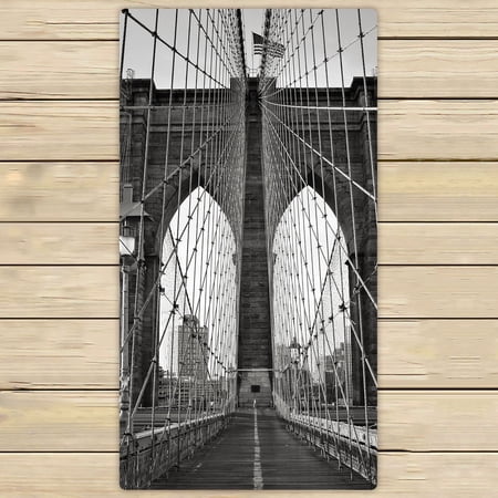 YKCG Brooklyn Bridge, New York Black and White Hand Towel Beach Towels Bath Shower Towel Bath Wrap For Home Outdoor Travel Use 30x56 inches