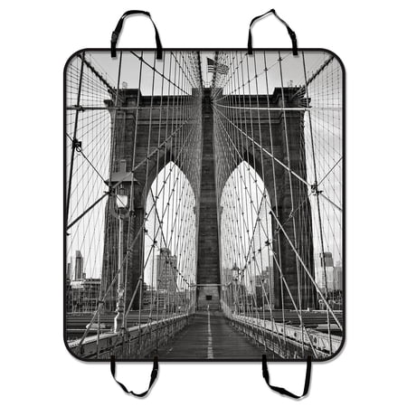 YKCG Brooklyn Bridge, New York Black and White Pet Seat Cover Car Seat Cover for Pets Cargo Mats and Hammocks for Cars Trucks and SUVs 54x60 inches