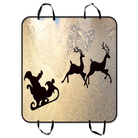 YKCG Christmas Reindeer Black Santa Claus Silhouette on a Golden Frozen Window Pet Seat Cover Car Seat Cover for Pets Cargo Mats and Hammocks for Cars Trucks and SUVs 54x60 inches