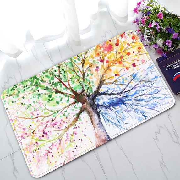 YKCG Colorful Tree Art Doormat Indoor/Outdoor/Bathroom Doormat 30x18 inches