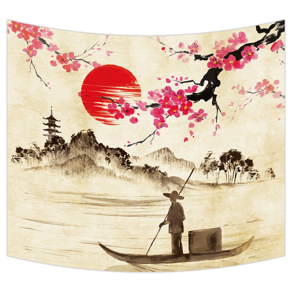 suojapuku Tapestry Wall Hanging,forest sea sunset fish,Tapestry