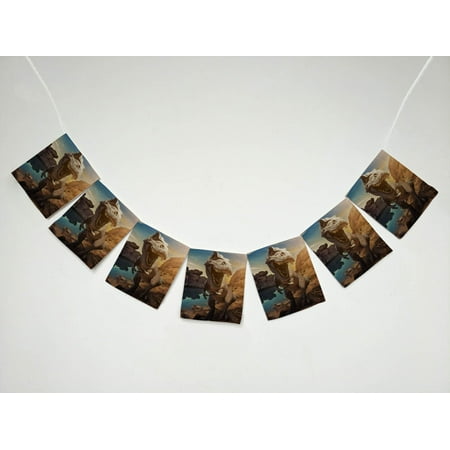 YKCG Dinosaurs Mountain Rock Home Decor Banner Bunting Garland Flag Sign for Home Family Party Decoration