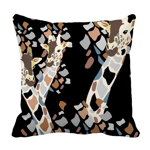 YKCG Funny Animal Cute Giraffes Black Pillowcase Pillow Cushion Case Cover Twin Sides 20x20 inches