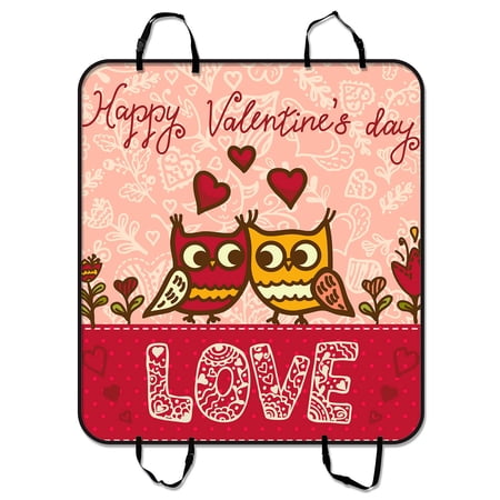 YKCG Funny Owl Love Pink Valentine's Day Pet Seat Cover Car Seat Cover for Pets Cargo Mats and Hammocks for Cars Trucks and SUVs 54x60 inches
