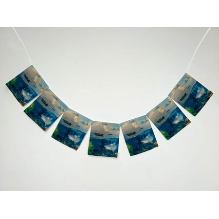 YKCG Great White Shark Sea Creatures Banner Bunting Garland Flag Sign for Home Family Party Decoration