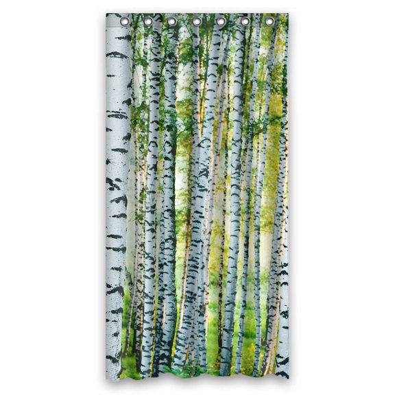 YKCG Green Birch Tree of Life Summer Birch Grass in Forest Woodland Waterproof Fabric Bathroom Shower Curtain 36x72 inches
