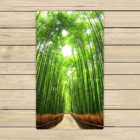 YKCG Green Forest Path Bamboo Hand Towel Beach Towels Bath Shower Towel Bath Wrap For Home Outdoor Travel Use 16x28 inches