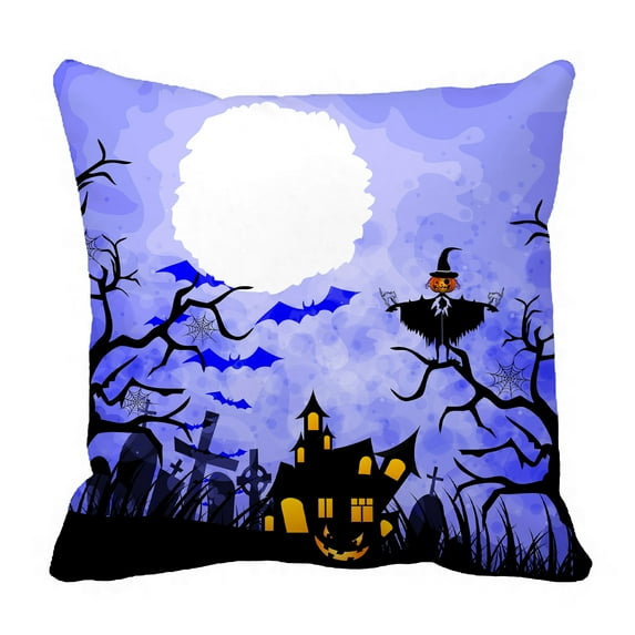 YKCG Halloween Pumpkin Scarecrows Starry Night Black Trees Pillowcase Pillow Cushion Case Cover Twin Sides 18x18 inches