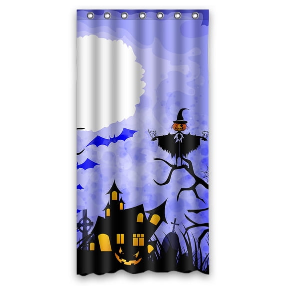 YKCG Halloween Pumpkin Scarecrows Starry Night Black Trees Waterproof Fabric Bathroom Shower Curtain 36x72 inches