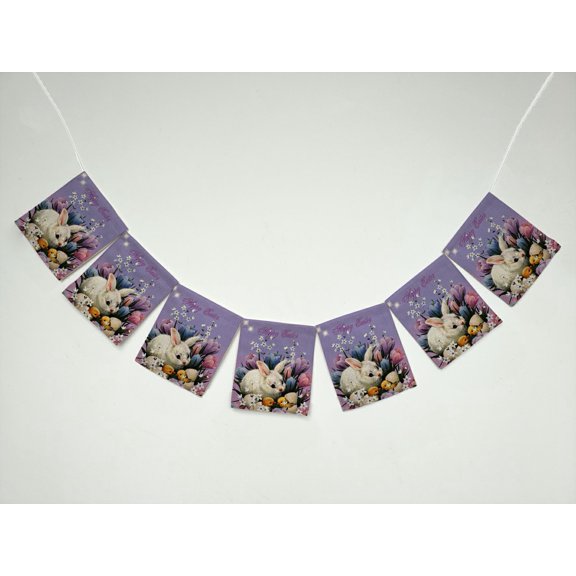YKCG Happy Easter Banner Bunting Garland Flag Sign for Home Family Party Decoration