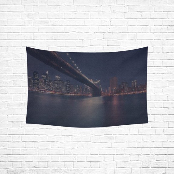 YKCG Home Decoration City Night River View Nature Dark Wall Hanging Tapestry 90 x 60 Inches