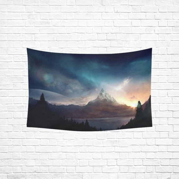 YKCG Home Decoration Mountain Nature Fantasy Art Illustration Wall Hanging Tapestry 80 x 60 Inches