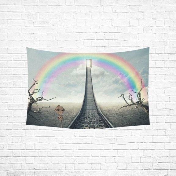 YKCG Home Decoration Railway of Opportunity Along a Cracked Desert Wall Hanging Tapestry 60 x 40 Inches