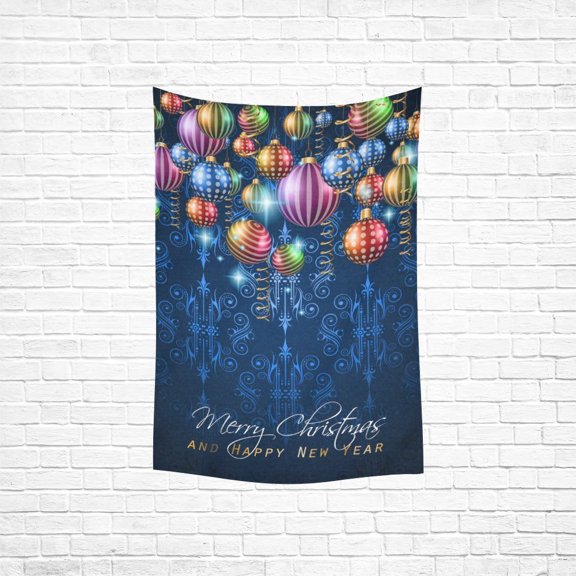 YKCG Home Decoration Vintage Classic Christmas on Balls and Star Lights Wall Hanging Tapestry 90 x 60 Inches