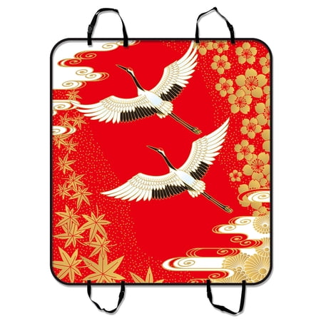 YKCG Japanese Cherry Blossom White Cranes Gold Maple Leaves Pet Seat Cover Car Seat Cover for Pets Cargo Mats and Hammocks for Cars Trucks and SUVs 54x60 inches