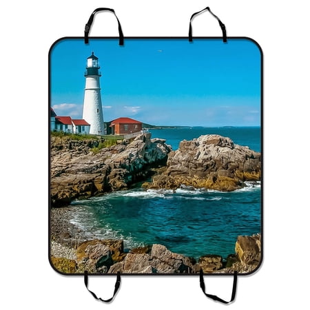 YKCG Lighthouse Ocean Pet Seat Cover Car Seat Cover for Pets Cargo Mats and Hammocks for Cars Trucks and SUVs 54x60 inches