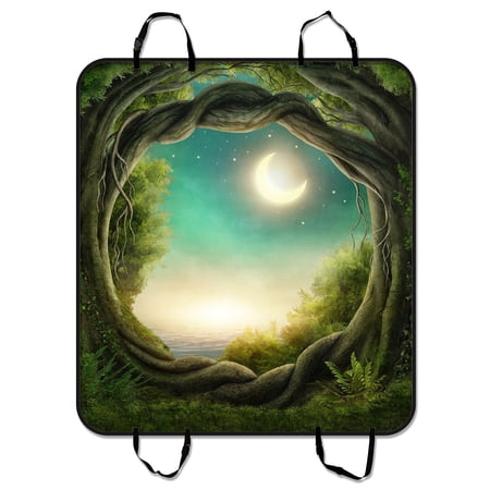 YKCG Moon Forest Tree Enchanted Dark Forest in the Moonlight Sea Ocean Pet Seat Cover Car Seat Cover for Pets Cargo Mats and Hammocks for Cars Trucks and SUVs 54x60 inches