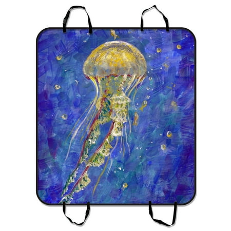 YKCG Oil Painting Jellyfish Tropical Sea Life Pet Seat Cover Car Seat Cover for Pets Cargo Mats and Hammocks for Cars Trucks and SUVs 54x60 inches