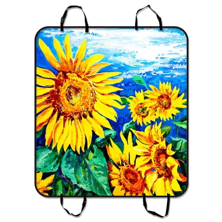 YKCG Original oil painting Yellow Sunflowers Pet Seat Cover Car Seat Cover for Pets Cargo Mats and Hammocks for Cars Trucks and SUVs 54x60 inches