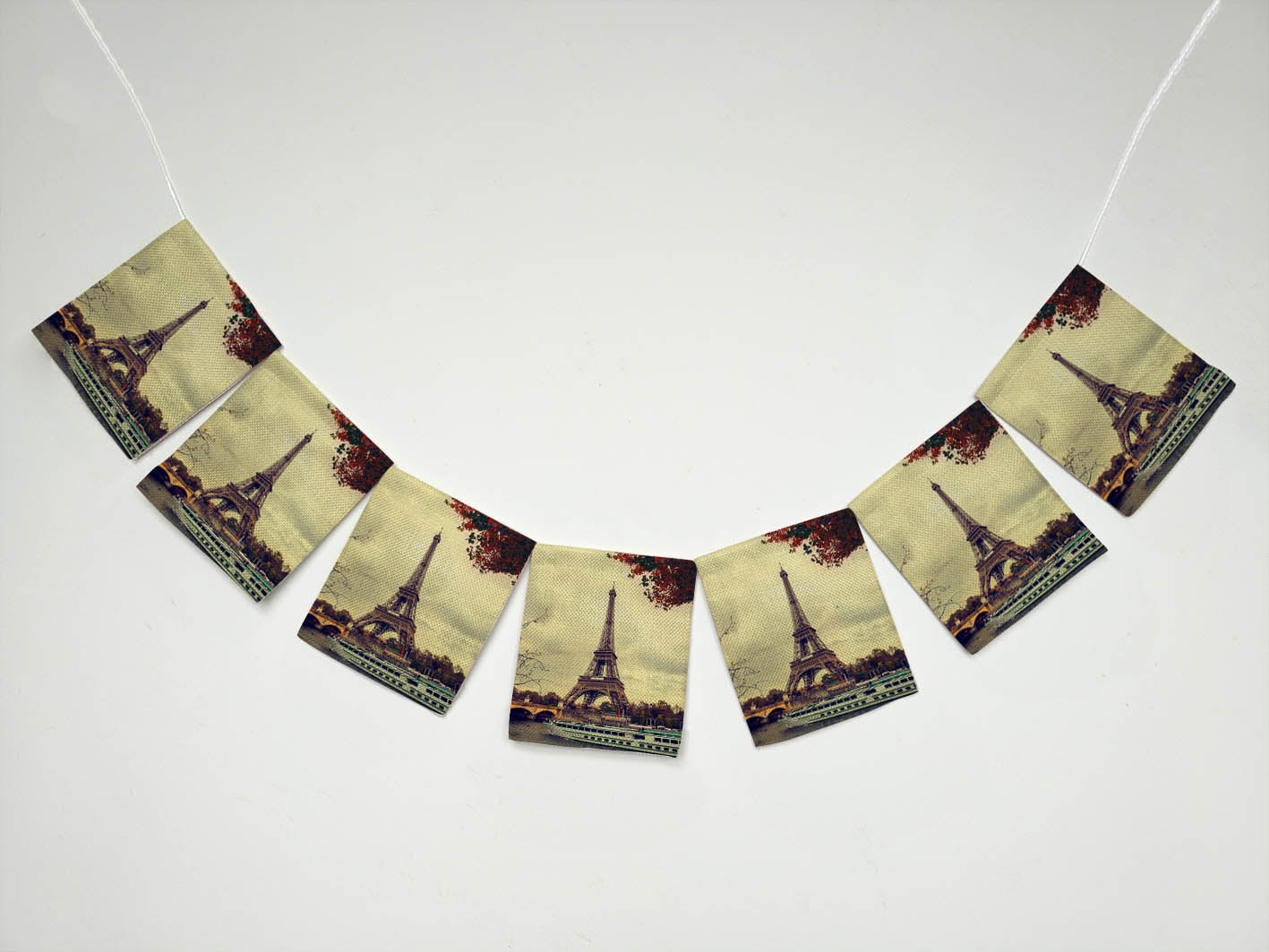 YKCG Paris Eiffel Tower Maple Leaves Tree Banner Bunting Garland Flag Sign for Home Family Party Decoration