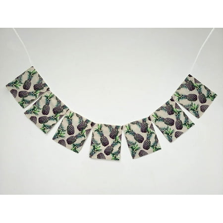 YKCG Pineapples Floral Tropical Fruits Banner Bunting Garland Flag Sign for Home Family Party Decoration
