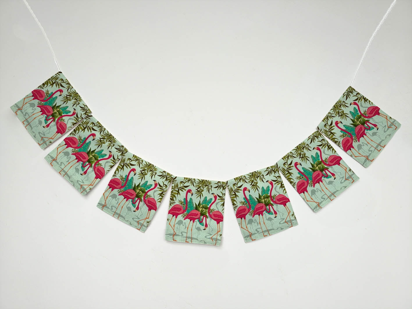 YKCG Pink Flamingo Tropical Floral Palm Leaves Banner Bunting Garland Flag Sign for Home Family Party Decoration