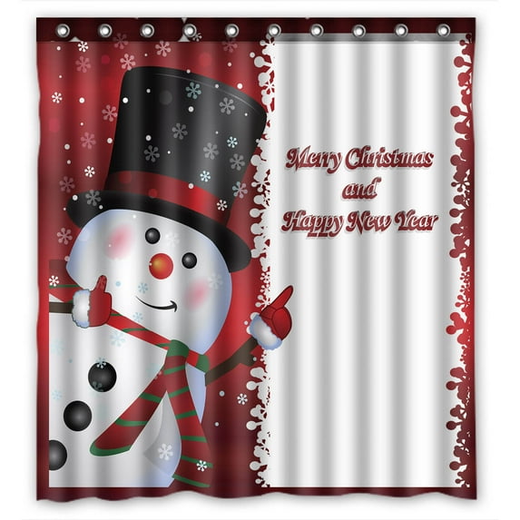 YKCG Red Christmas Snowman Quotes Winter Snowflakes Shower Curtain Waterproof Fabric Bathroom Shower Curtain 66x72 inches