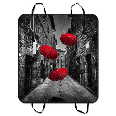 YKCG Red Umbrellas Flying with Wind and Rain on Dark Narrow Street Pet Seat Cover Car Seat Cover for Pets Cargo Mats and Hammocks for Cars Trucks and SUVs 54x60 inches