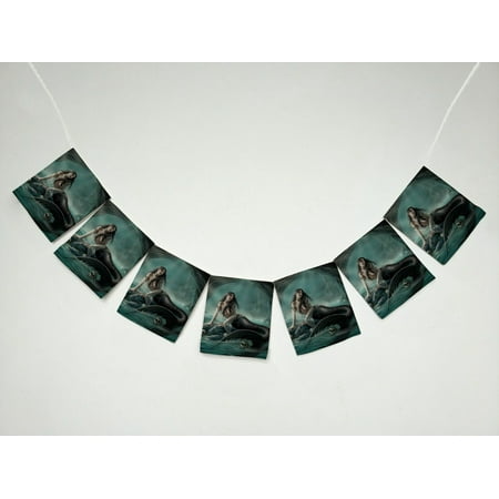 YKCG Skull Green Mermaid Banner Bunting Garland Flag Sign for Home Family Party Decoration