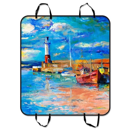 YKCG Sunset Beach Lighthouse Pet Seat Cover Car Seat Cover for Pets Cargo Mats and Hammocks for Cars Trucks and SUVs 54x60 inches