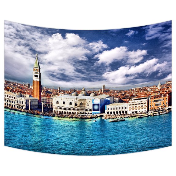 YKCG Travel Romantic Pleace Italy Veneia City Landscape Wall Hanging Tapestry Wall Art 80x60 inches
