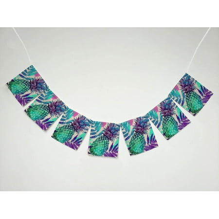 YKCG Tropical Fruit Vintage Pineapples Banner Bunting Garland Flag Sign for Home Family Party Decoration