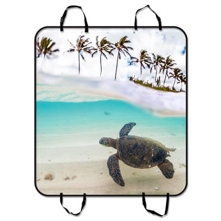YKCG Tropical Sand Beach Palm Tree Underwater Sea Turtle Pet Seat Cover Car Seat Cover for Pets Cargo Mats and Hammocks for Cars Trucks and SUVs 54x60 inches