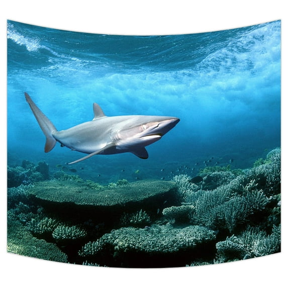 YKCG Underwater World Sea Ocean Shark Wall Hanging Tapestry Wall Art 51x60 inches