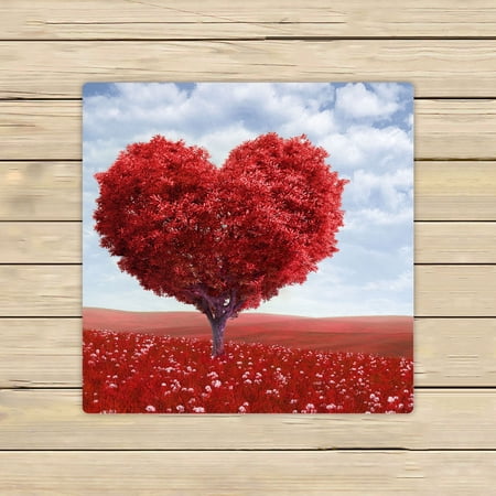 YKCG Valentine Heart Shaped Pink Love Tree Red Flower Blue Sky Hand Towel Beach Towels Bath Shower Towel Bath Wrap For Home Outdoor Travel Use 13x13 inches