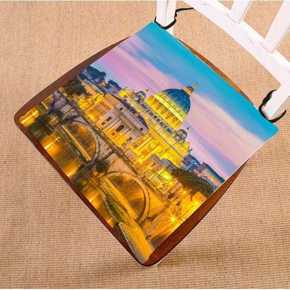 YKCG View at St. Peter's Cathedral in Rome European Italy City Landmark Seat Cushion Chair Cushion Floor Cushion Twin Sides 18x18 inches
