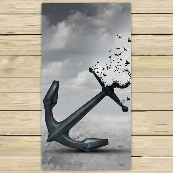 YKCG Vintage Anchor Bird A Heavy Anchor with Flying Bird Hand Towel Beach Towels Bath Shower Towel Bath Wrap For Home Outdoor Travel Use 30x56 inches