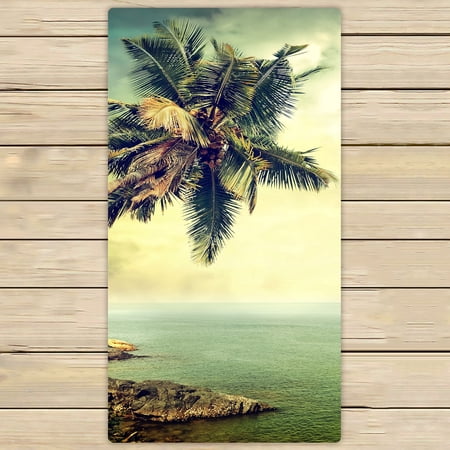 YKCG Vintage Palm Tree Tropical Summer Cosatle Hand Towel Beach Towels Bath Shower Towel Bath Wrap For Home Outdoor Travel Use 30x56 inches