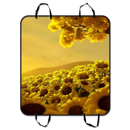 YKCG Vintage Sunflowers Artworks Pet Seat Cover Car Seat Cover for Pets Cargo Mats and Hammocks for Cars Trucks and SUVs 54x60 inches