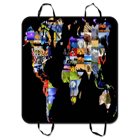 YKCG World Map Composed of Photograph Pet Seat Cover Car Seat Cover for Pets Cargo Mats and Hammocks for Cars Trucks and SUVs 54x60 inches