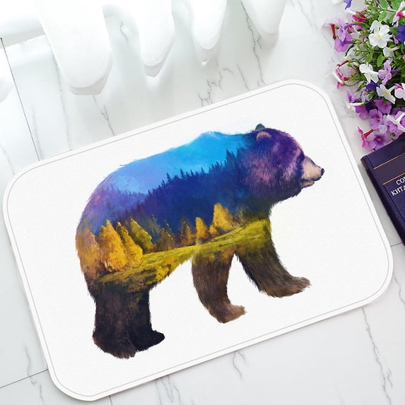 YKCG the Grizzly Bear Creative Mystric Autumn Forest Trees Doormat Indoor/Outdoor/Bathroom Doormat 23.6x15.7 inches
