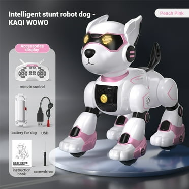YKHSG R27 RC Robot Dog 2.4Ghz Smart Talking Walk & Dance Interactive Pet Puppy Robot Dog Remote Voice Control Intelligent Toys (Pink)