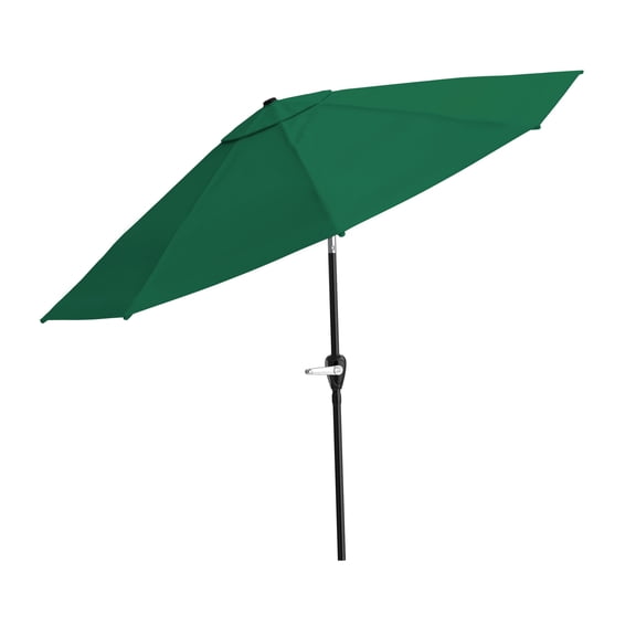 YKITRD 10-Foot Patio Umbrella with Easy Crank and  Auto Tilt , Weather-Resistant Anti-Fade Vented Canopy , Solid Polyester Shade for Outdoor Decks, Balconies and Pools,Dark Green