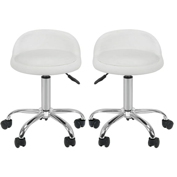 YKITRD 2-pack hydraulic lifting rotating stool with white backrest spa salon saddle chair, rollable swivel stool, beauty and nail salon work chair, salon specific comfortable backrest saddle stool
