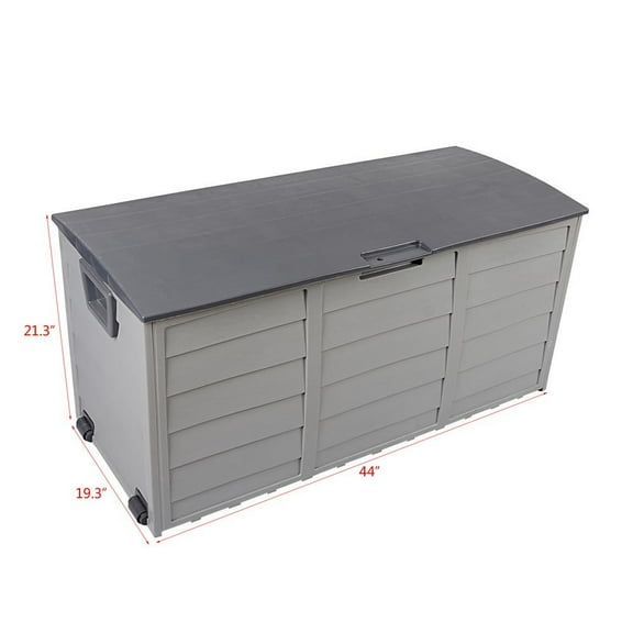 YKITRD 75 gallon large capacity resin outdoor storage box with wheels, movable courtyard storage box, terrace furniture/miscellaneous storage box, waterproof and durable patio outdoor storage box