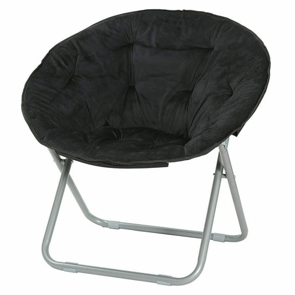 YKITRD Black Soft Foldable Moon Chair for Home Living Room Sofa Leisure Saucer Chair for Home Comfort Lazy Chair for Bedroom Balcony Portable Foldable Suede Moon Chair Cozy Leisure Single Chair