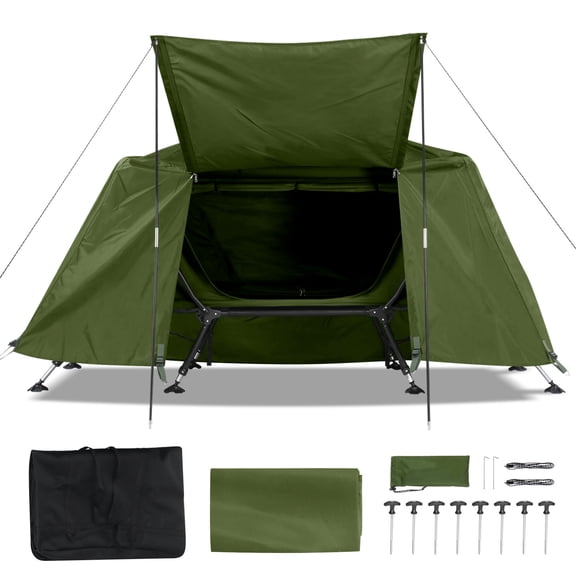YKITRD Extra Large Portable Folding Outdoor Elevated Camp Cot Tent Combo Camping Bed