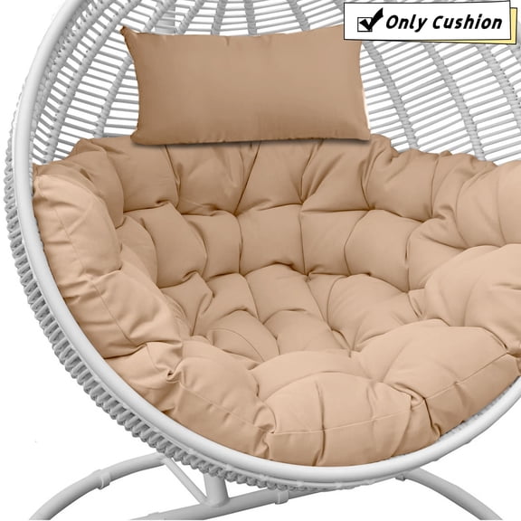 YKITRD Hanging chair, egg chair, thickened replacement cushion, soft filling, garden terrace hanging bed cushion, outdoor courtyard patio cushion, comfortable soft cushion, home hangingKhaki
